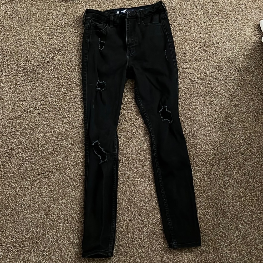 ripped black hollister jeans